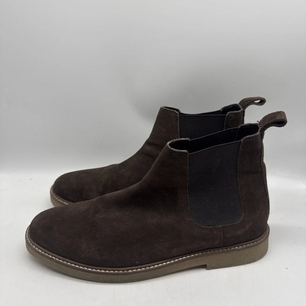 ZARA Brown Boots Men‎ 43 US 10 Suede Chelsea Pull On Casual Minimalist